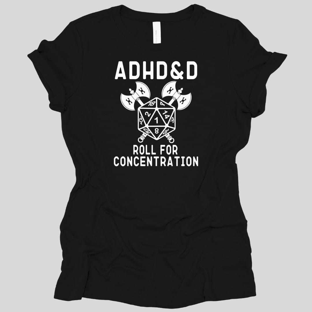 Printify T-Shirt Black / S ADHD&D Roll For Concentration Women's T-Shirt