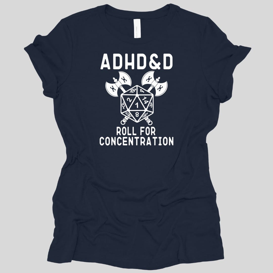 Printify T-Shirt Navy / S ADHD&D Roll For Concentration Women's T-Shirt
