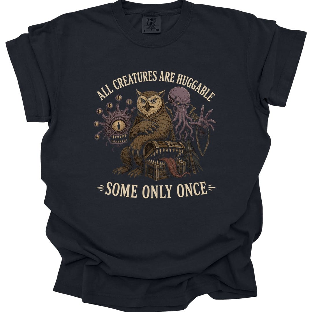 Printify T-Shirt Black / S All Creatures Huggable T-Shirt - Comfort Colors