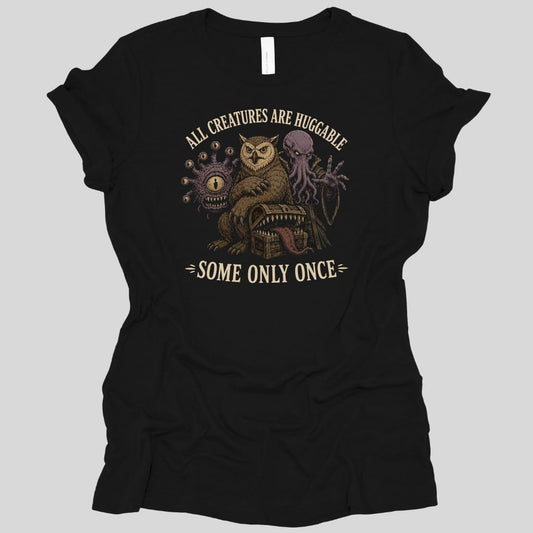 Printify T-Shirt Black / S All Creatures Huggable Women's T-shirt