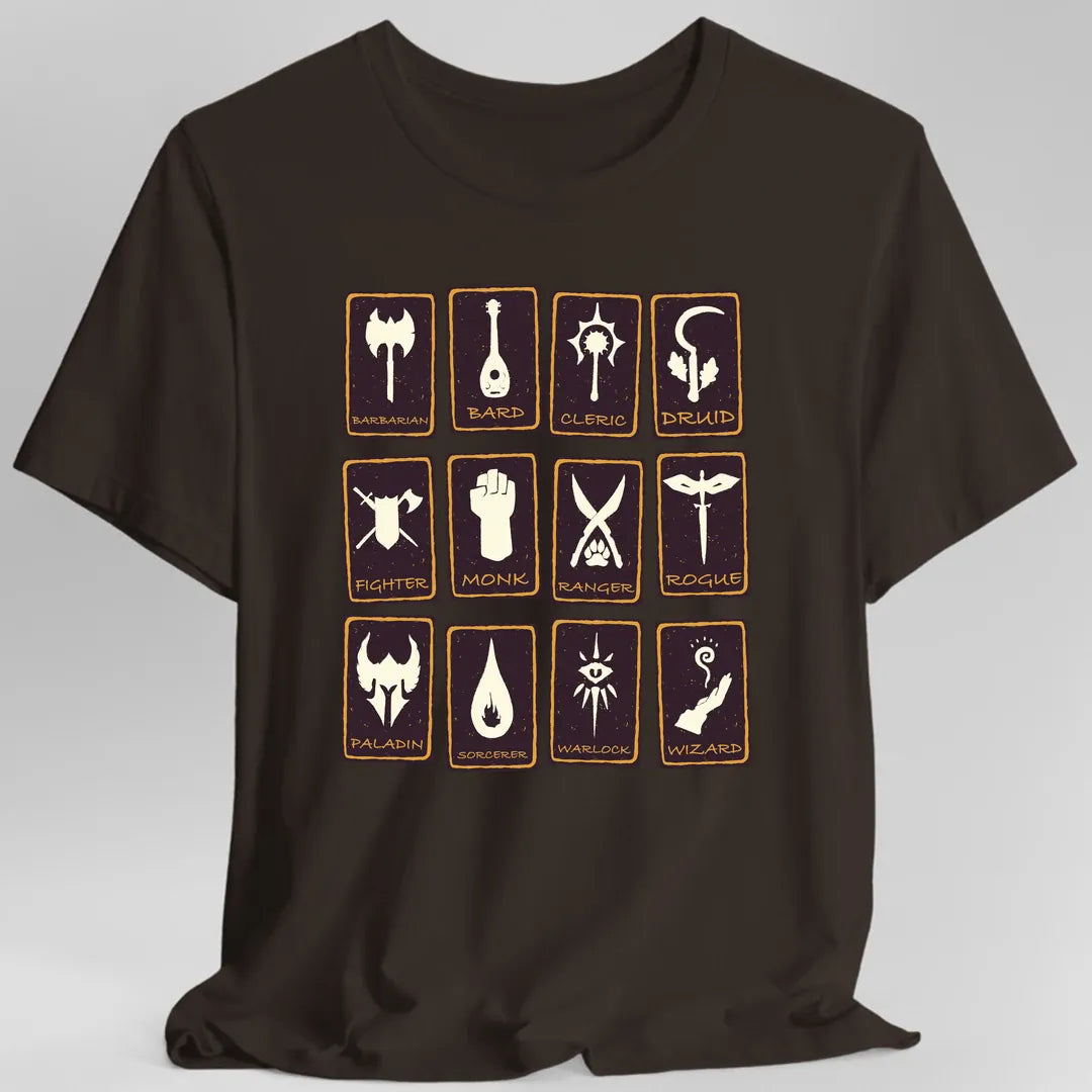 Printify T-Shirt Dark Chocolate / S All DnD Classes Tarot T-Shirt