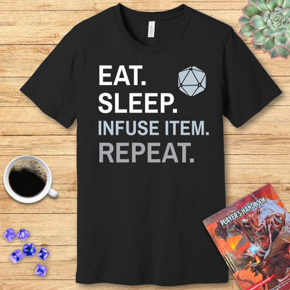 Printify T-Shirt Artificer T-Shirt – 'Eat, Sleep, Infuse Item, Repeat'