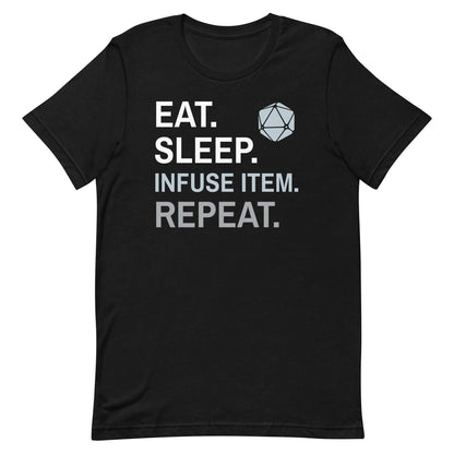 Printify T-Shirt Black / S Artificer T-Shirt – 'Eat, Sleep, Infuse Item, Repeat'