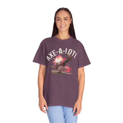 Printify T-Shirt Axe-A-Lotl Funny Axolotl DnD T-Shirt - Comfort Colors
