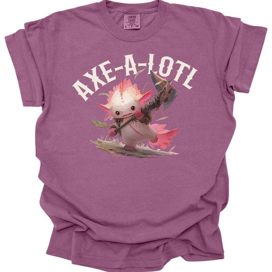 Printify T-Shirt Berry / S Axe-A-Lotl Funny Axolotl DnD T-Shirt - Comfort Colors