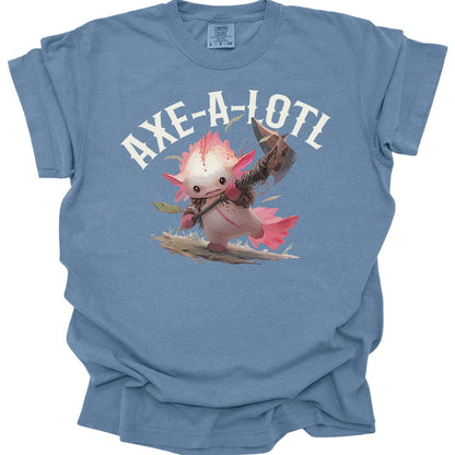 Printify T-Shirt Blue Jean / S Axe-A-Lotl Funny Axolotl DnD T-Shirt - Comfort Colors