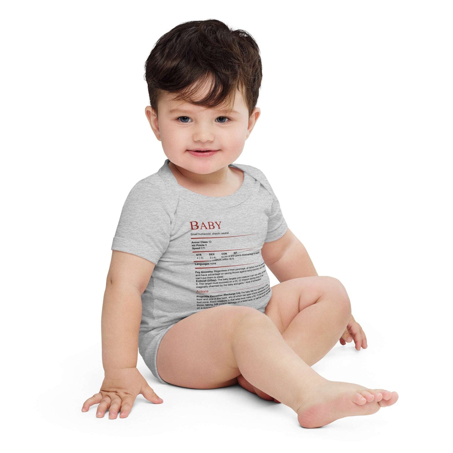 DnD Baby Stat Block Bodysuit – Funny Dungeons & Dragons Gift for New Parents Baby Bodysuit