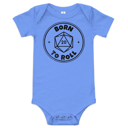 Born To Roll Baby Onesie - Dungeons & Dragons Baby Bodysuit Baby Bodysuit Heather Columbia Blue / 3-6m