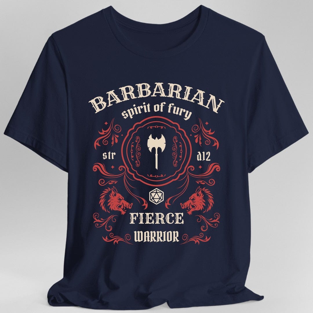 Printify T-Shirt Navy / S Barbarian Class Vintage Label T-Shirt