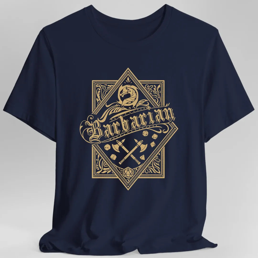Printify T-Shirt Navy / S Barbarian D&D Class Emblem T-shirt