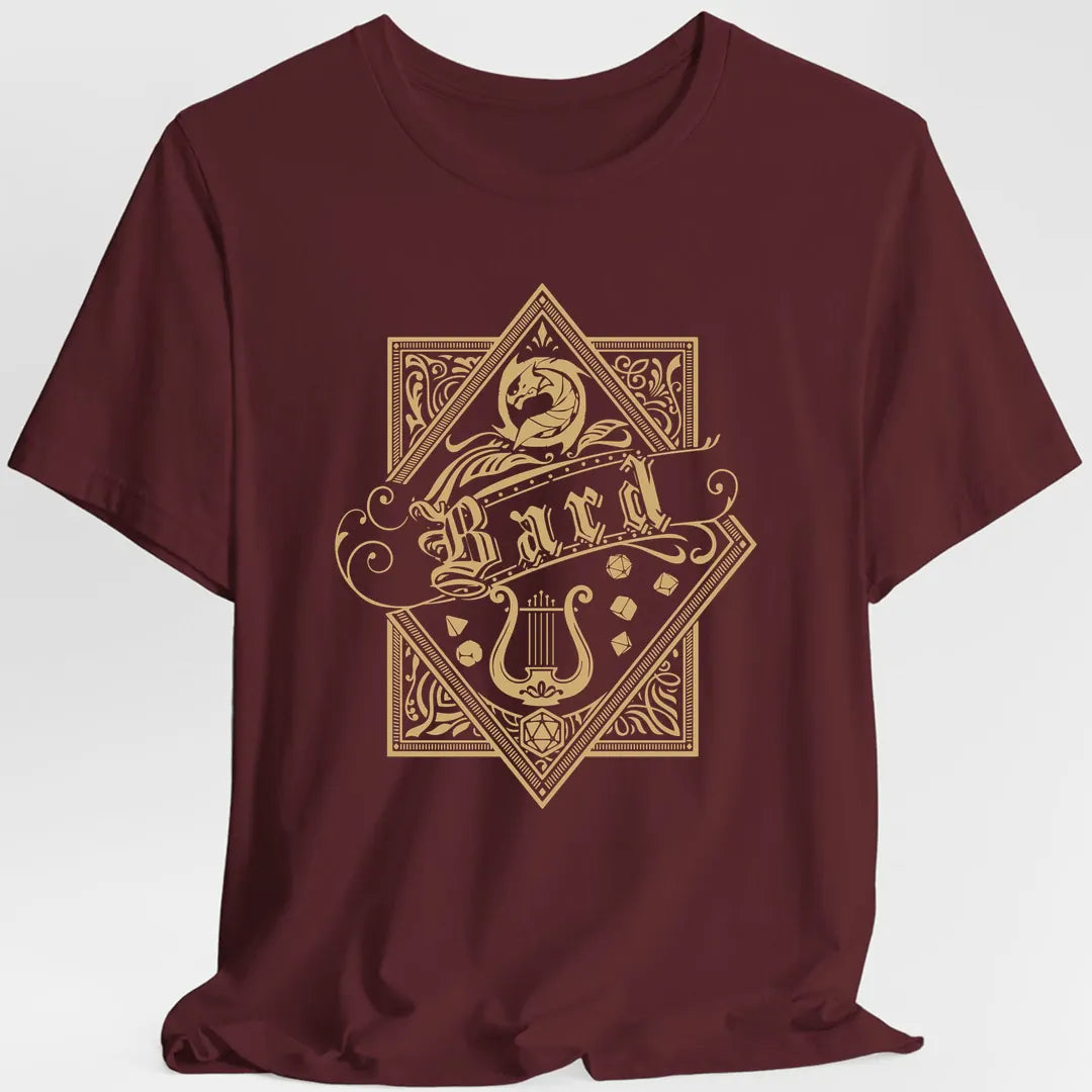 Printify T-Shirt Maroon / S Bard D&D Class Emblem T-shirt