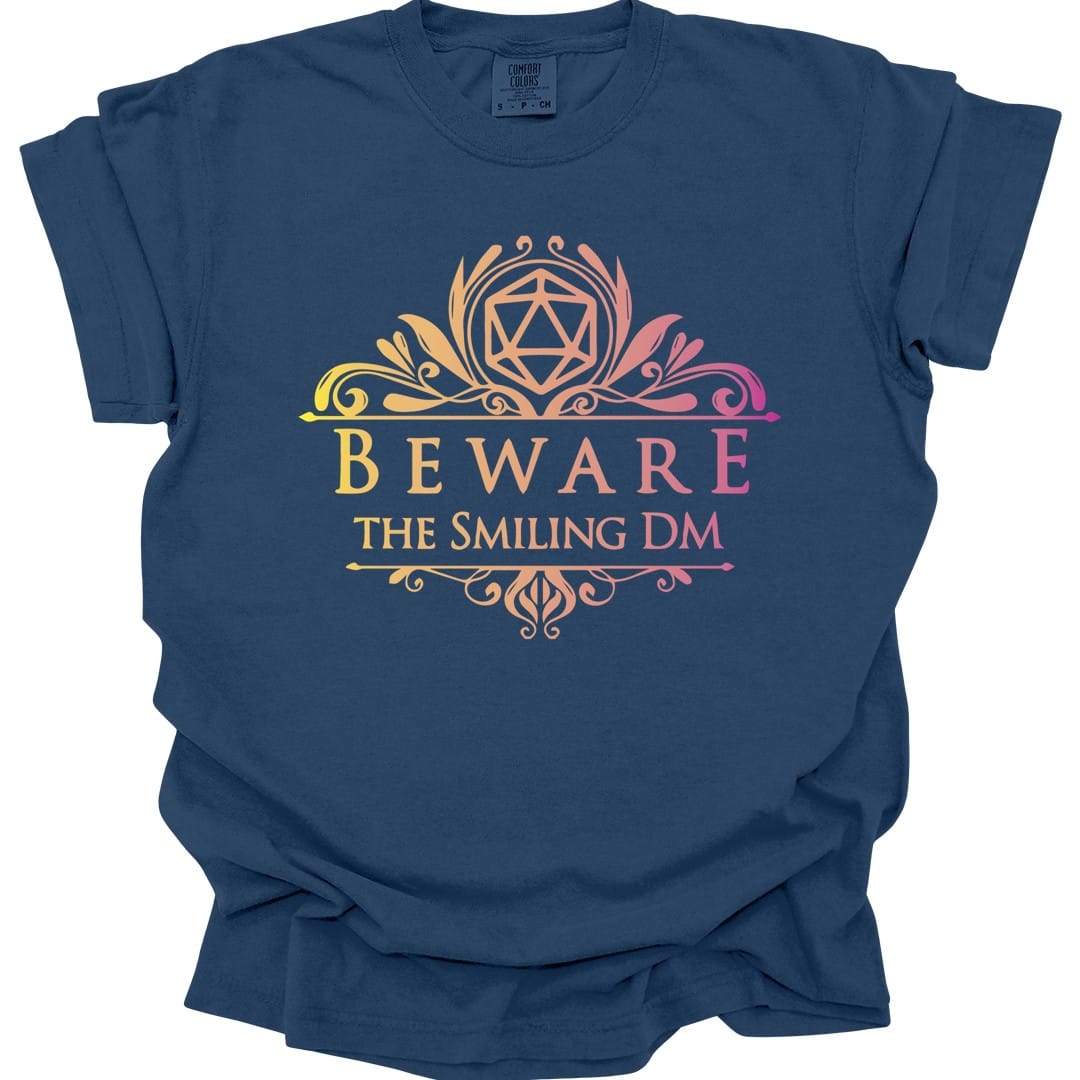 Printify T-Shirt True Navy / S Beware the Smiling DM Shirt - Comfort Colors