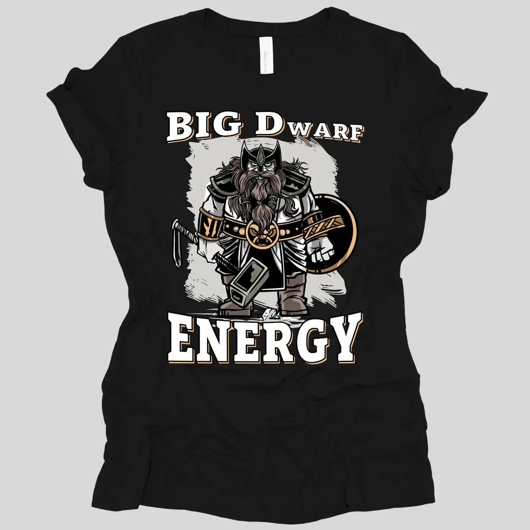 Printify T-Shirt Black / S Big D (Dwarf) Energy Fantasy Dwarf Women's T-shirt
