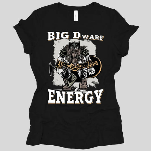 Printify T-Shirt Black / S Big D (Dwarf) Energy Fantasy Dwarf Women's T-shirt