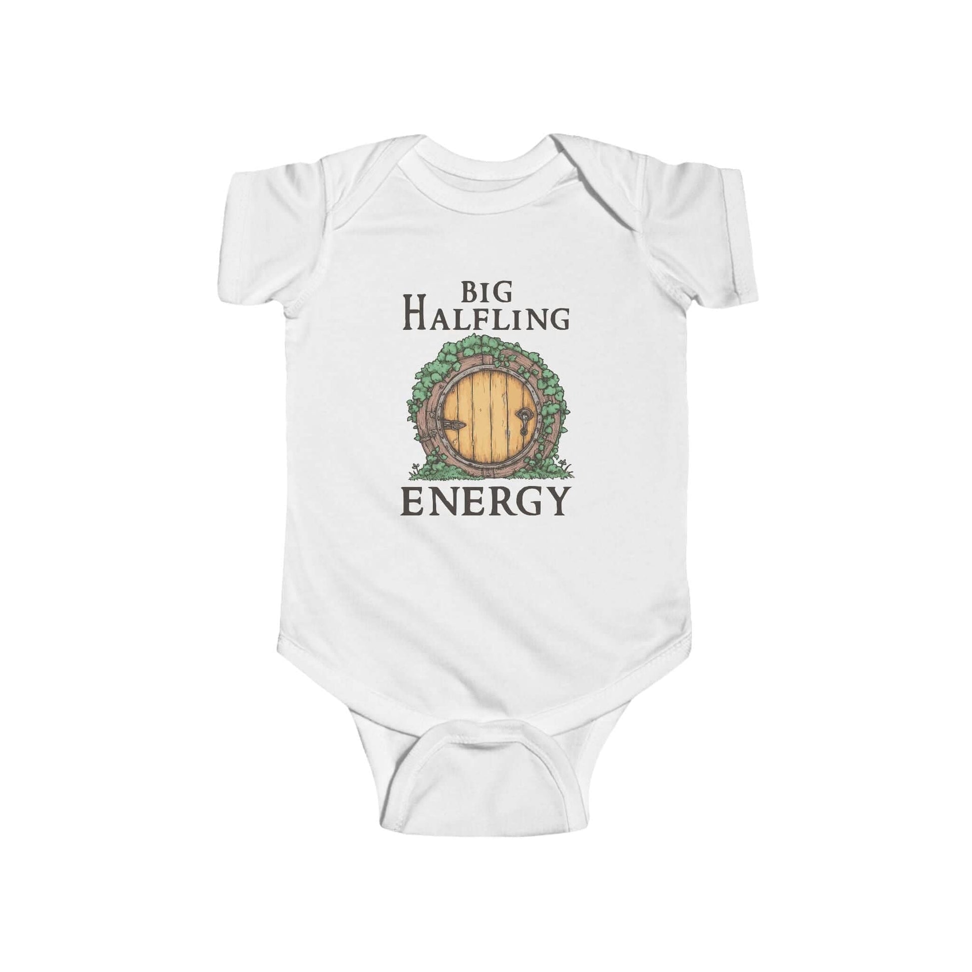 Printify Kids clothes Big Halfling Energy LOTR Baby Bodysuit