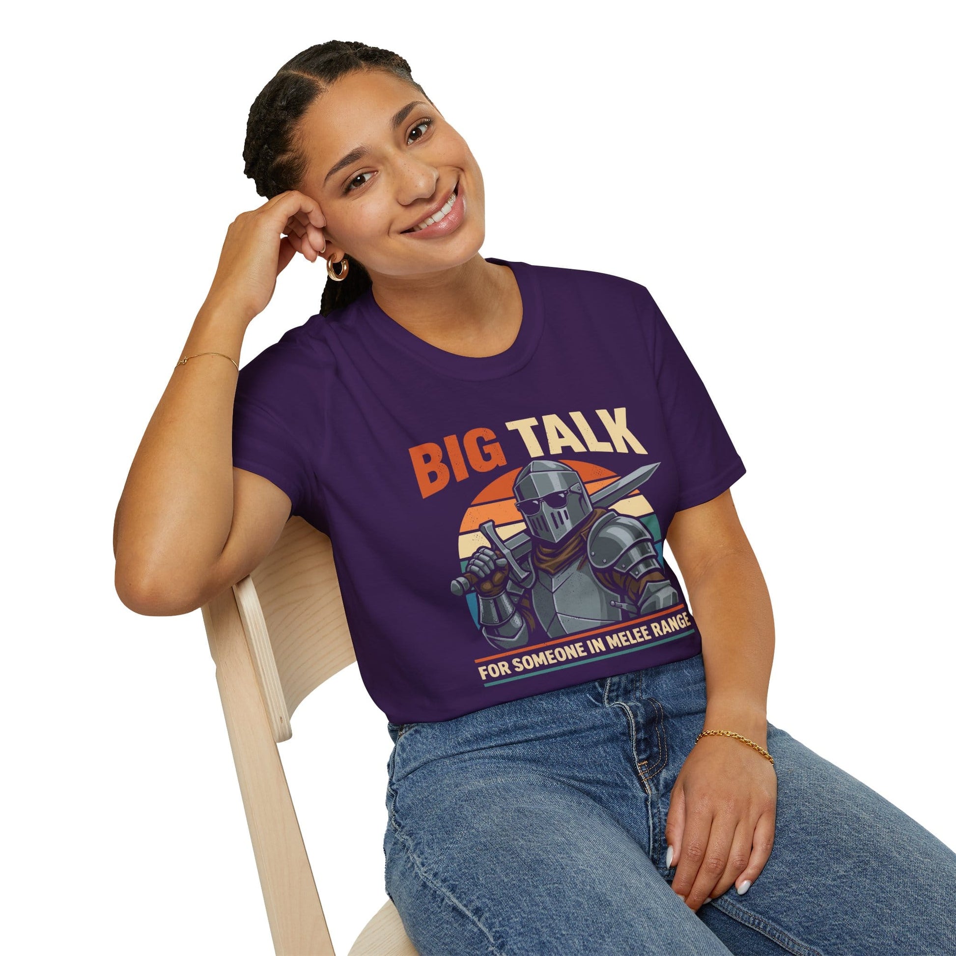 Printify T-Shirt Big Talk For Someone in Melee Range T-shirt