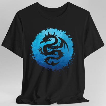 Printify T-Shirt Black / S Blue Dragon Silhouette T-Shirt