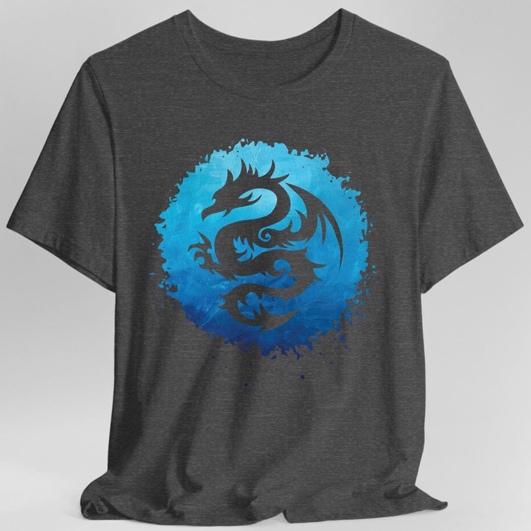 Printify T-Shirt Dark Heather / S Blue Dragon Silhouette T-Shirt