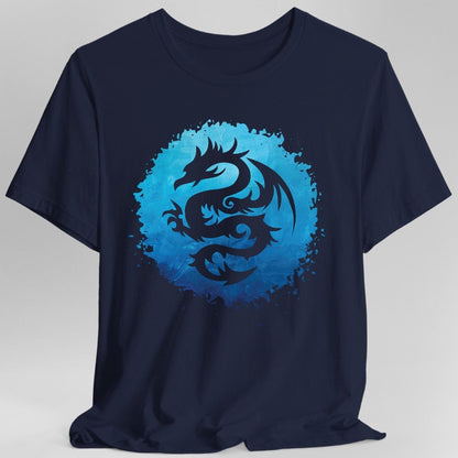 Printify T-Shirt Navy / S Blue Dragon Silhouette T-Shirt