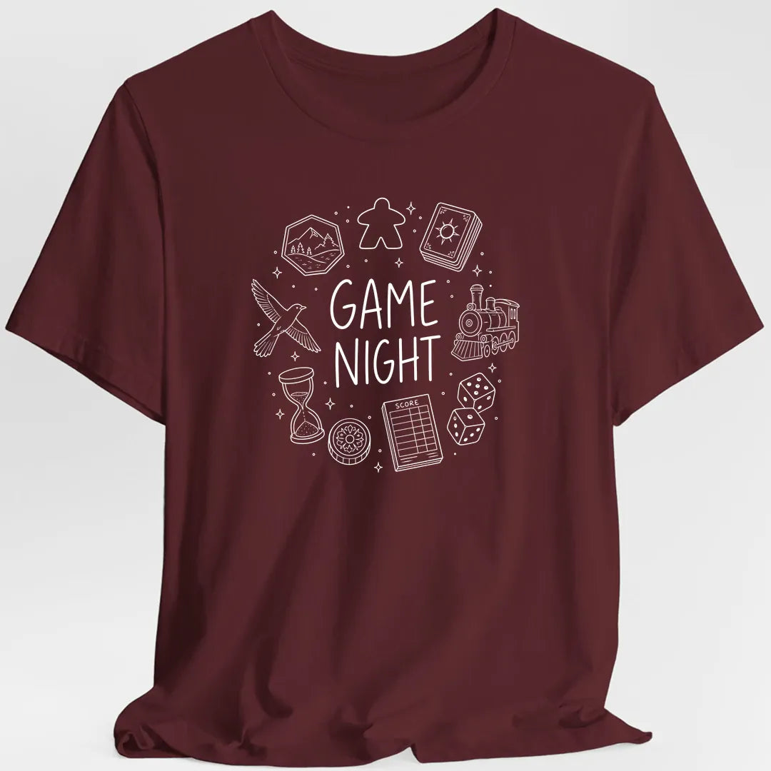 Printify T-Shirt Maroon / S Board Game Night Doodle T-shirt