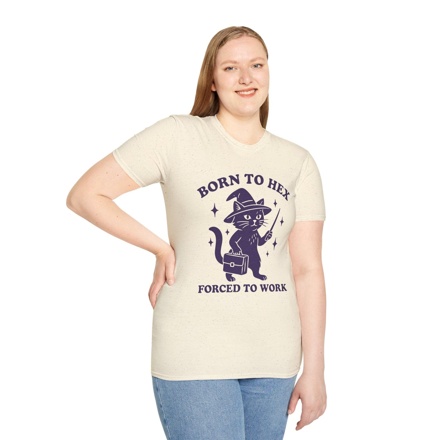 Printify T-Shirt Born to Hex Forced to Work Cat T-Shirt