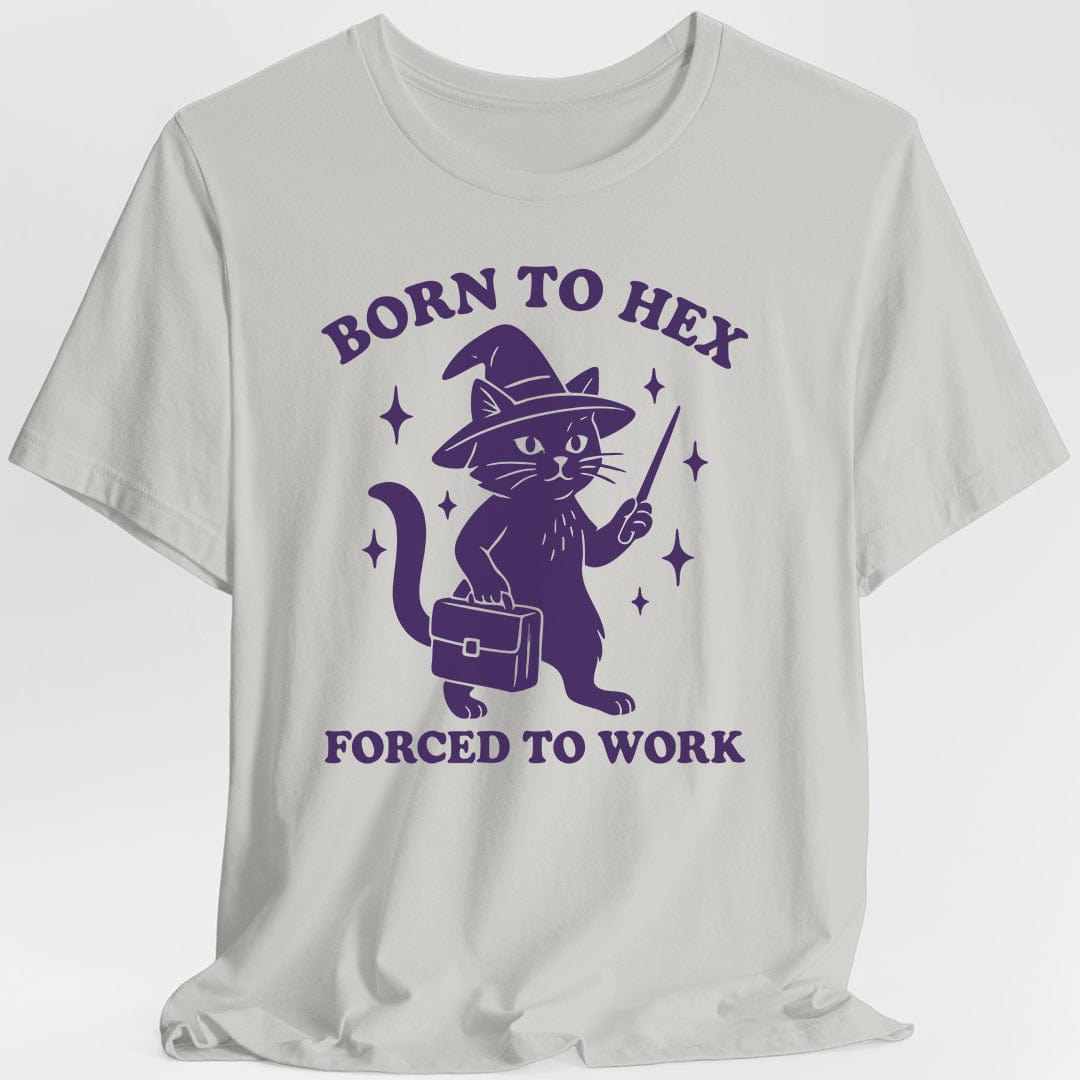 Printify T-Shirt Ice Grey / S Born to Hex Forced to Work Cat T-Shirt