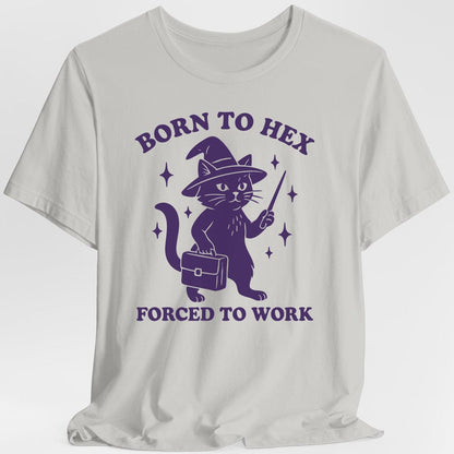 Printify T-Shirt Ice Grey / S Born to Hex Forced to Work Cat T-Shirt