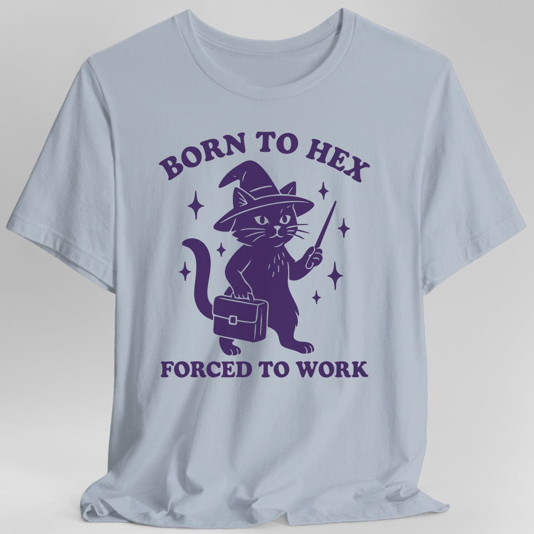 Printify T-Shirt Light Blue / S Born to Hex Forced to Work Cat T-Shirt