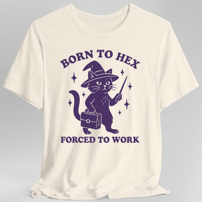 Printify T-Shirt Natural / S Born to Hex Forced to Work Cat T-Shirt