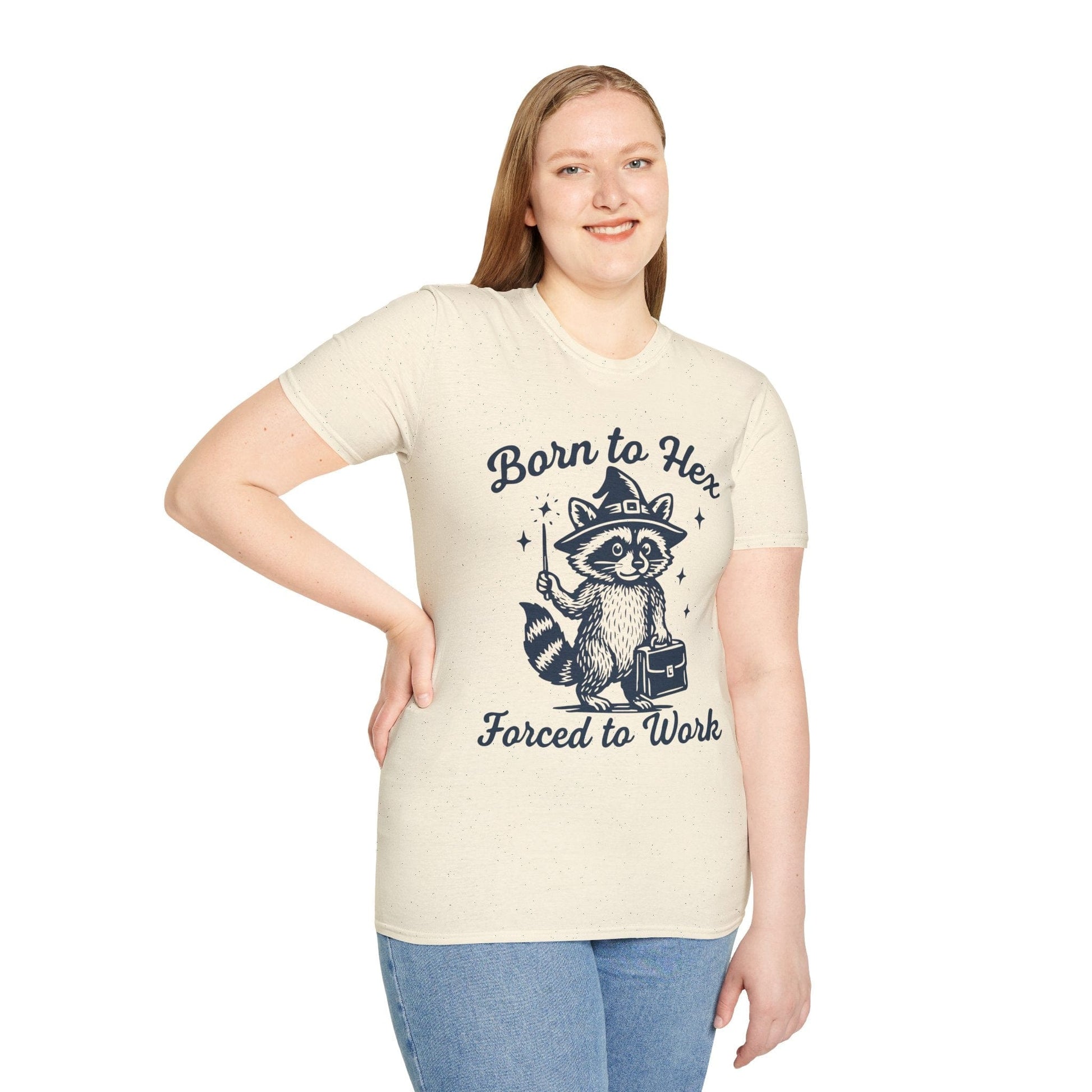 Printify T-Shirt Born to Hex Forced to Work Raccoon T-Shirt