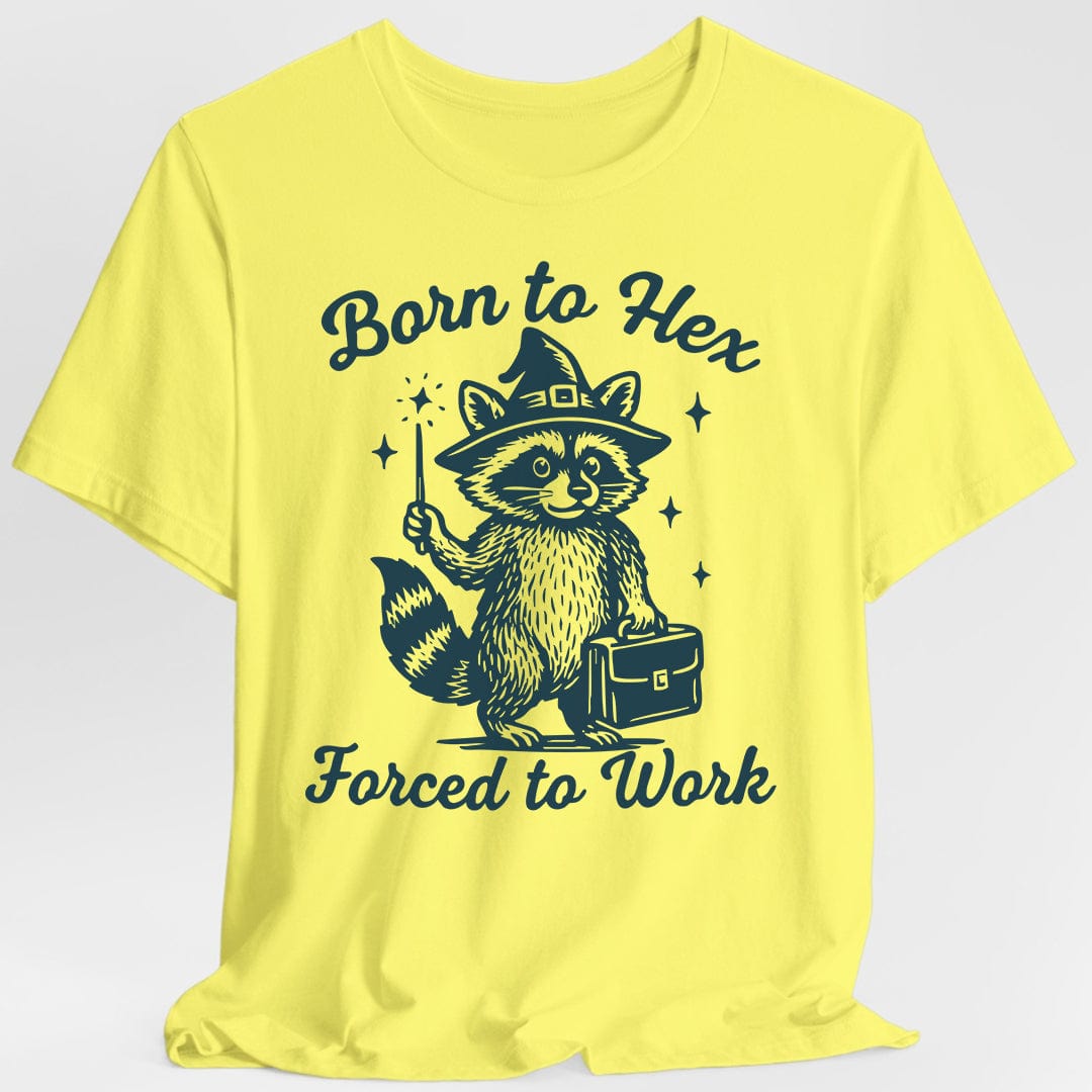 Printify T-Shirt Cornsilk / S Born to Hex Forced to Work Raccoon T-Shirt