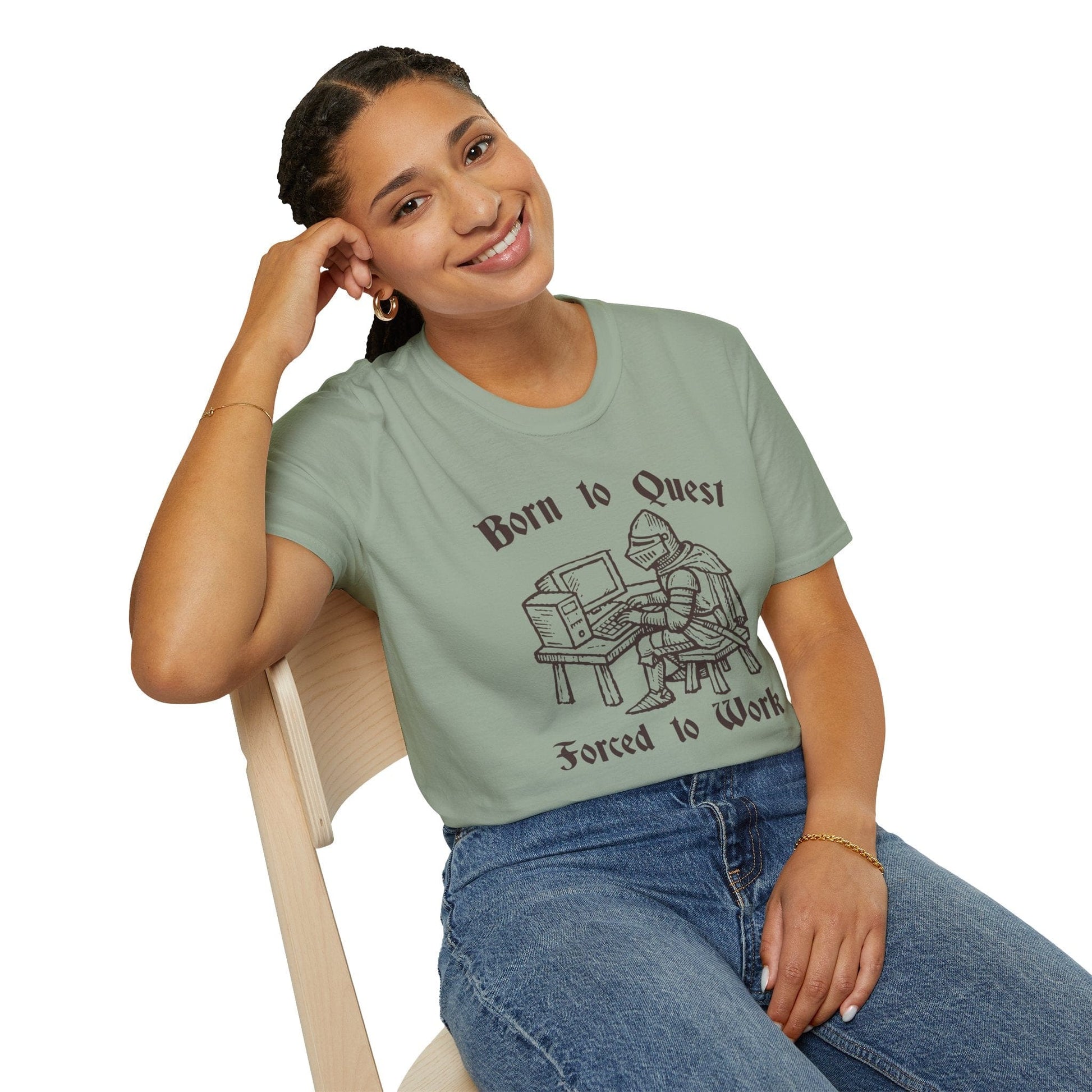 Printify T-Shirt Born to Quest Forced to Work T-shirt
