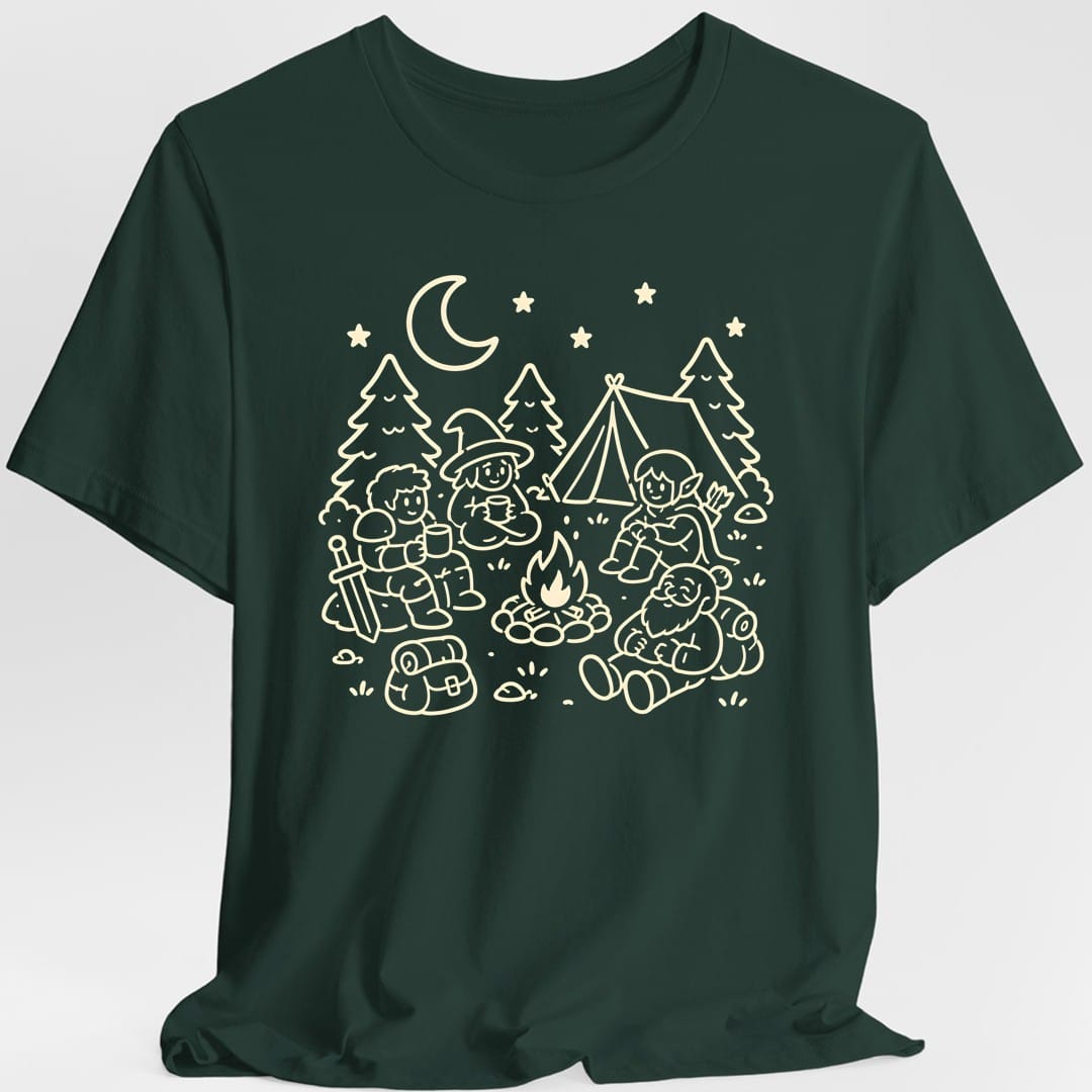Printify T-Shirt Forest Green / S Campfire Long Rest T-Shirt