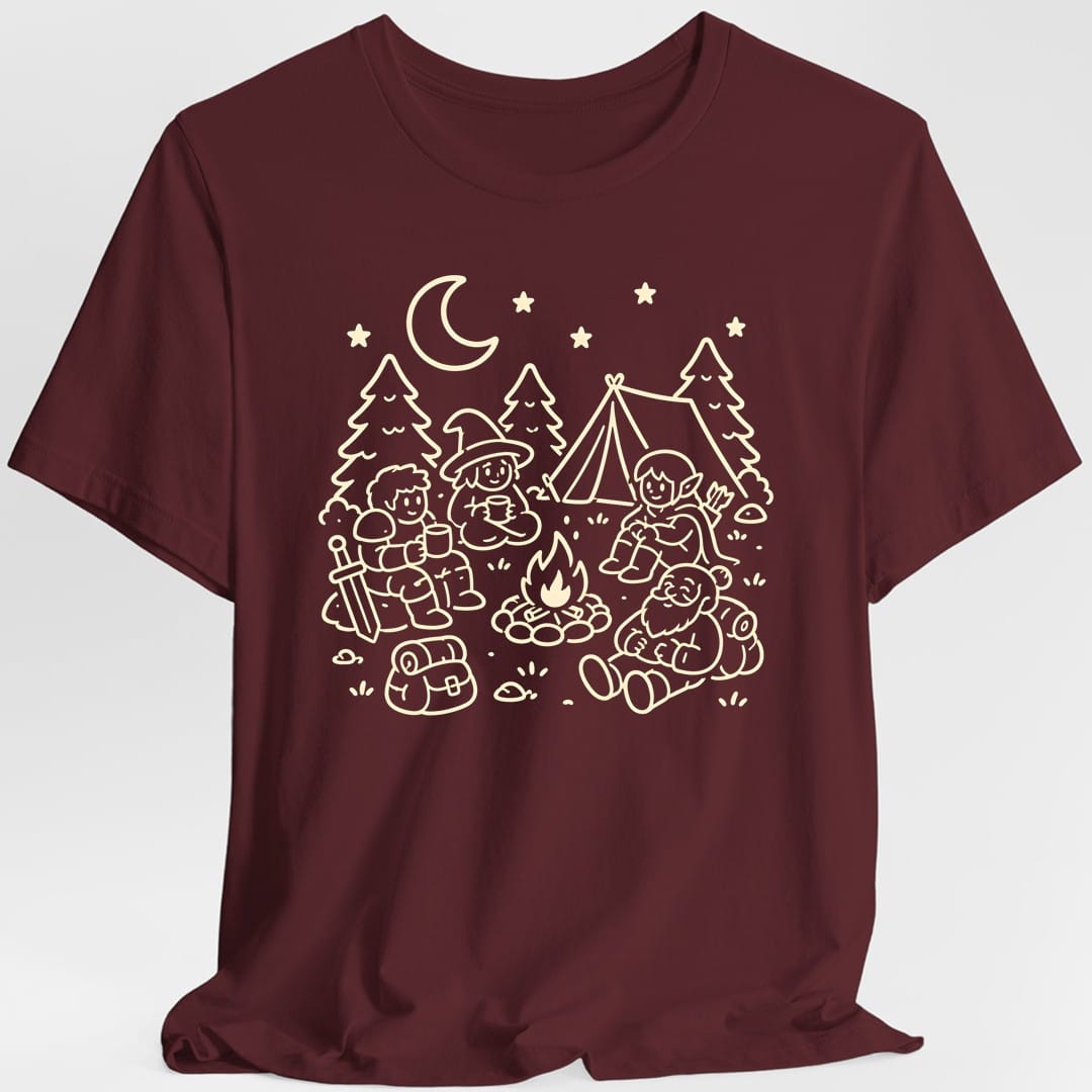 Printify T-Shirt Maroon / S Campfire Long Rest T-Shirt
