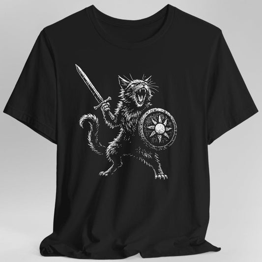 Printify T-Shirt Black / S Cat Fighter Fantasy Shirt