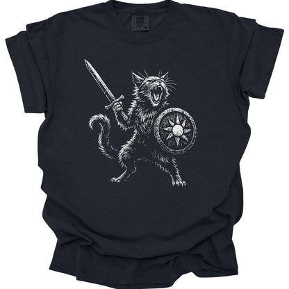 Printify T-Shirt Black / S Cat Fighter Fantasy Shirt - Comfort Colors