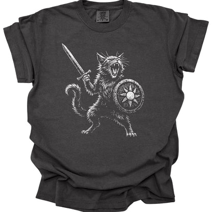 Printify T-Shirt Pepper / S Cat Fighter Fantasy Shirt - Comfort Colors