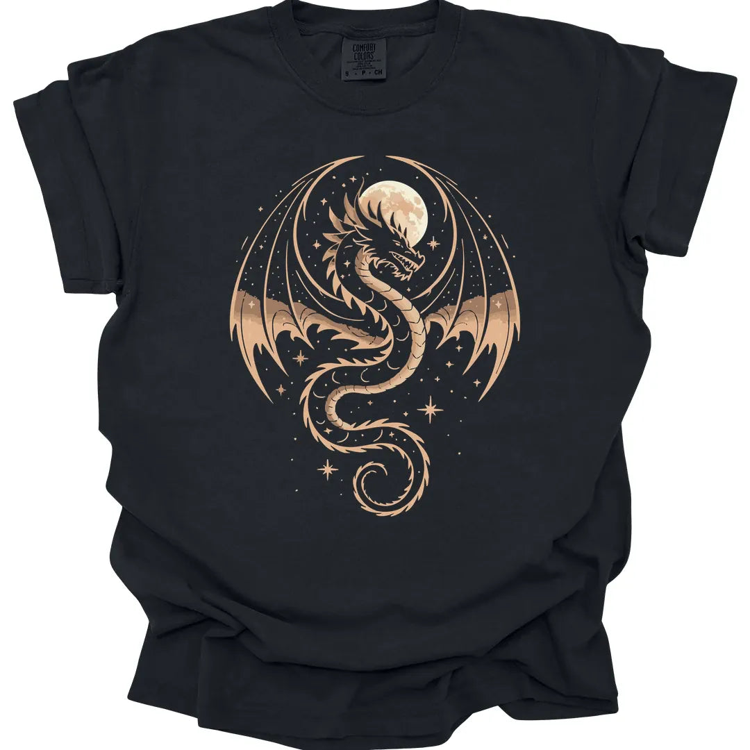 Printify T-Shirt Black / S Celestial Dragon T-Shirt - Comfort Colors