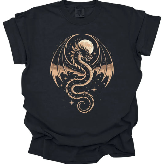 Printify T-Shirt Black / S Celestial Dragon T-Shirt - Comfort Colors