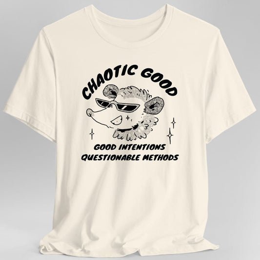 Printify T-Shirt Natural / S Chaotic Good Possum T-Shirt