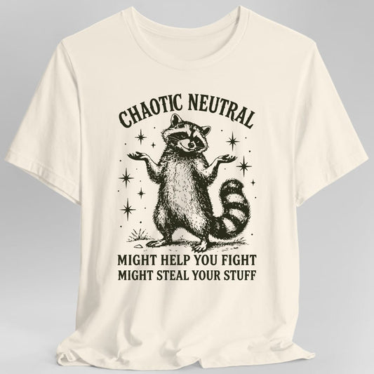 Chaotic Neutral Raccoon T-Shirt - Natural
