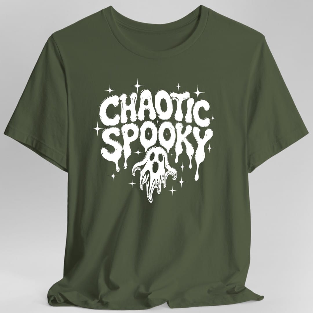 Printify T-Shirt Military Green / S Chaotic Spooky Ghost T-Shirt