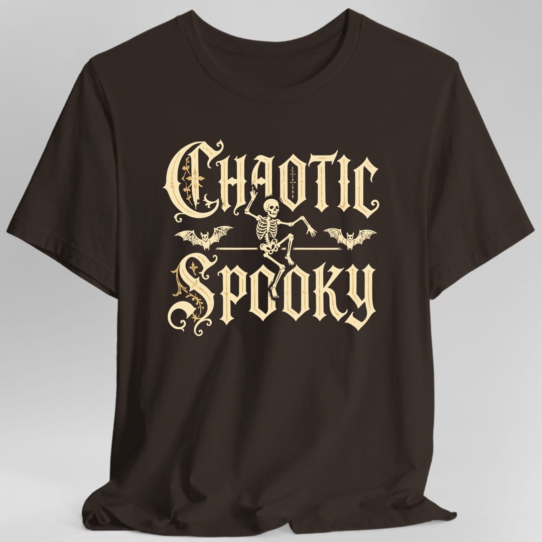 Printify T-Shirt Dark Chocolate / S Chaotic Spooky Skeleton T-Shirt
