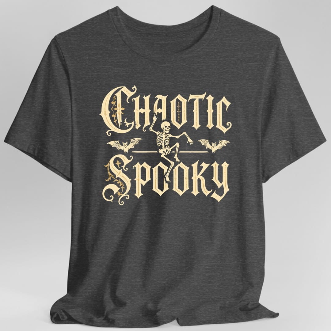 Printify T-Shirt Dark Heather / S Chaotic Spooky Skeleton T-Shirt