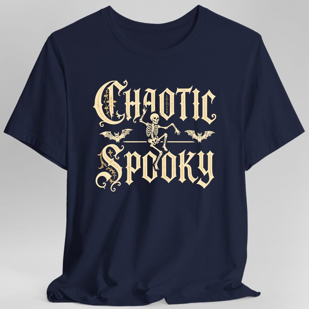 Printify T-Shirt Navy / S Chaotic Spooky Skeleton T-Shirt