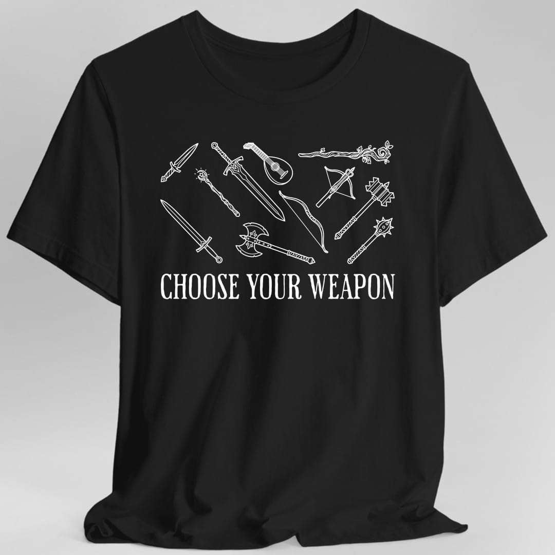 Printify T-Shirt Black / S Choose Your Weapon D&D T-Shirt