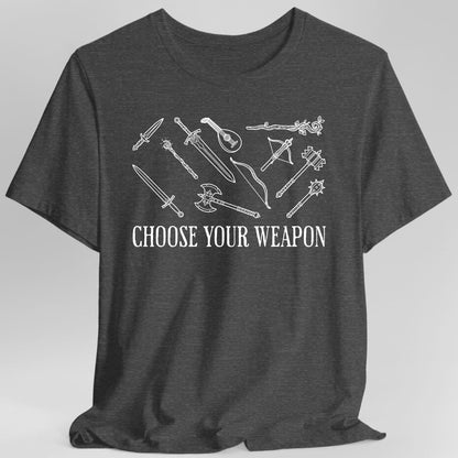 Printify T-Shirt Dark Heather / S Choose Your Weapon D&D T-Shirt