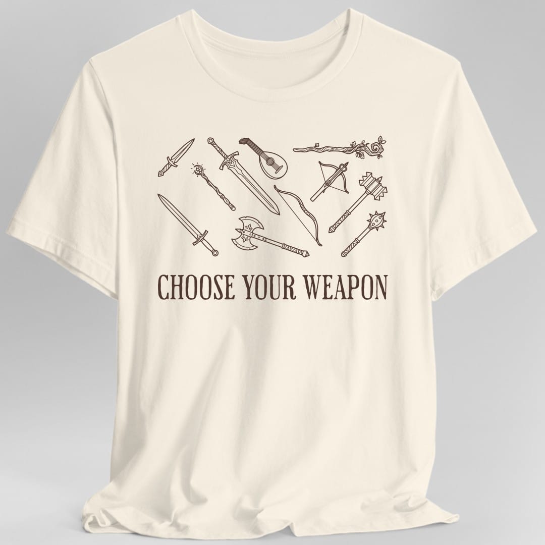 Printify T-Shirt Natural / S Choose Your Weapon D&D T-Shirt