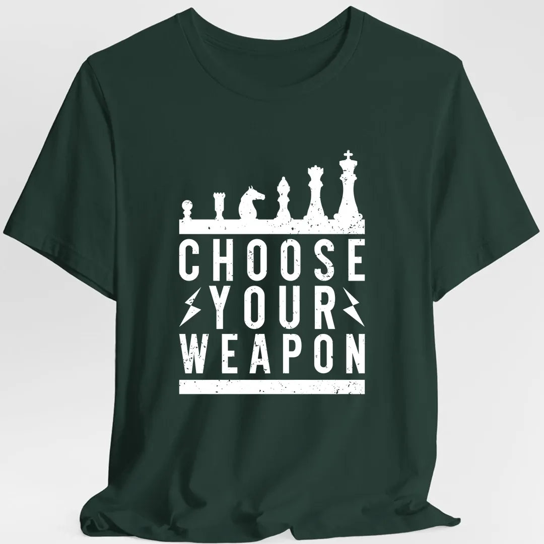 Printify T-Shirt Forest Green / S Choose Your Weapon Funny Chess T-Shirt