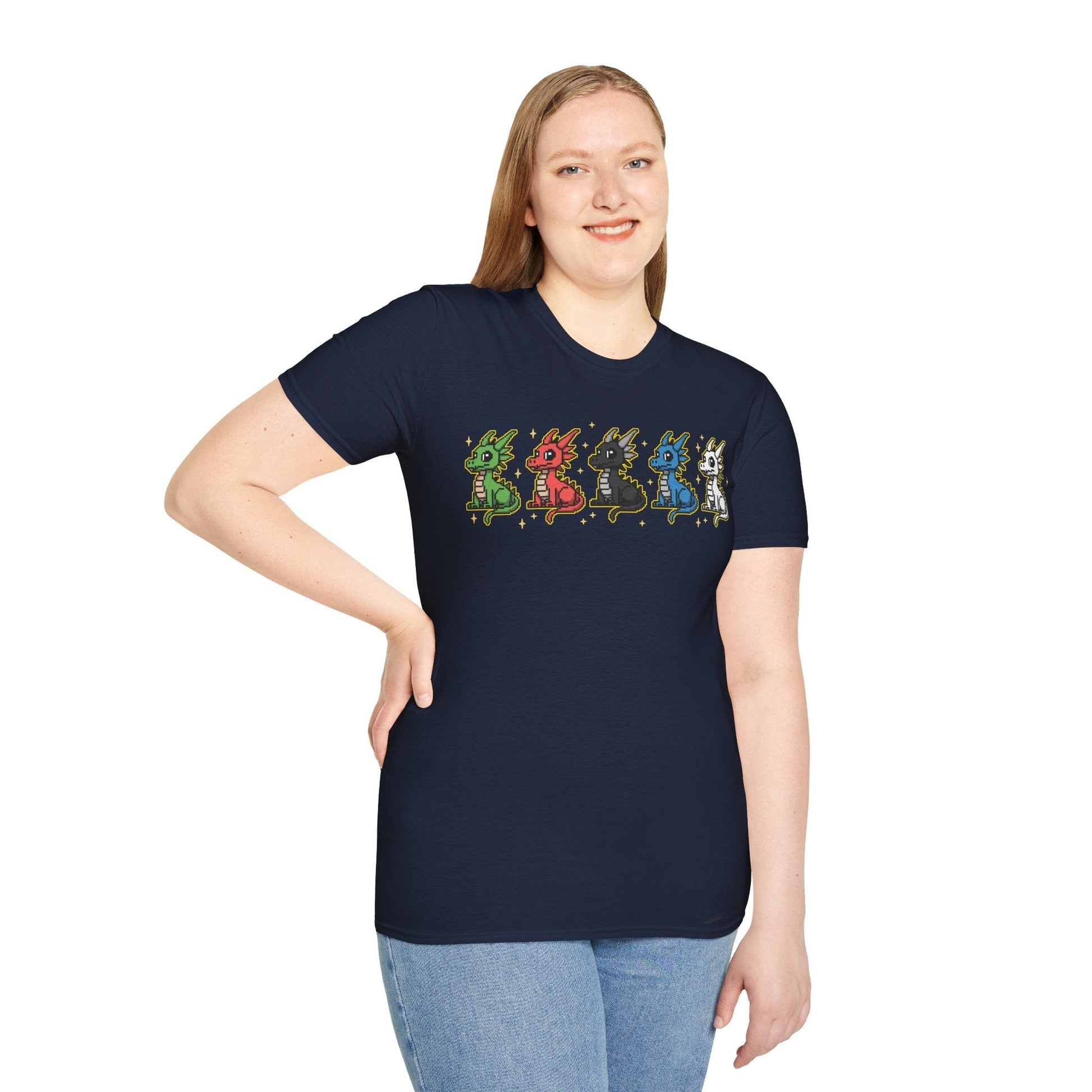 Printify T-Shirt Chromatic Dragons Pixel Art T-shirt